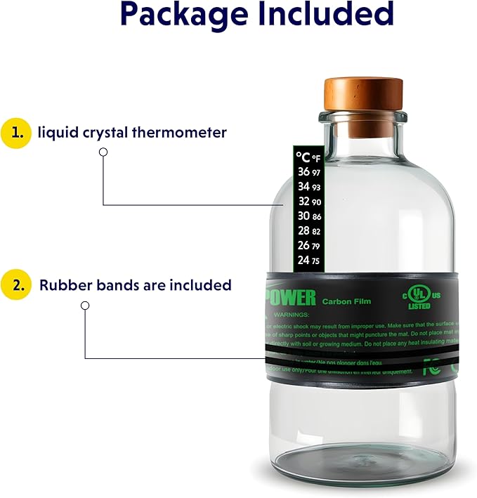 iPower 3" x 20" Seeding Heat Mat with Temperature Adjustable Knob and Thermometer, Durable Warm Hydroponic Plant Germination Starting Pad