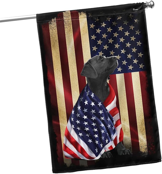 FLAGWIX Black Labrador Retriever House Flags, Patriotic Dog Decor American Flag - 4th of July Decorations for Home, Yard Decor, House Flag 30x40 - Double Sided, Heavy Duty Canvas Flag Indoor Outdoor