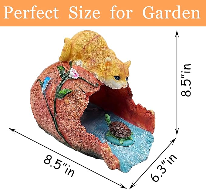 Teaeeno Orange Cat Decor Statue Gutter Downspout Extension Decorative,Animal Statue Outdoor Decor,3"×4" Rain Gutter Downspout Splash Block,Garden Splash Block Outdoor Sculpture,Rain Downspout Diverter