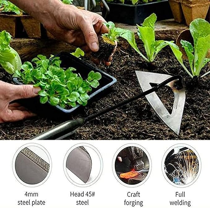 Garden Tools Hollow Hoe, All-Steel Hardened Hollow Hoe, Sharp Garden Edger Weeder, Durable Gardening Hoe Hand Tool Weed Puller Accessories for Backyard Weeding, Soil Loosening, Farm Planting (2PCS)