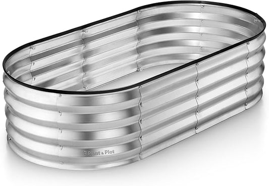 Galvanized Raised Garden Beds Outdoor // 4×2×1 ft Planter Raised Beds for Gardening, Vegetables, Flowers // Large Metal Garden Box (Silver) // Patented Tool-Free Design