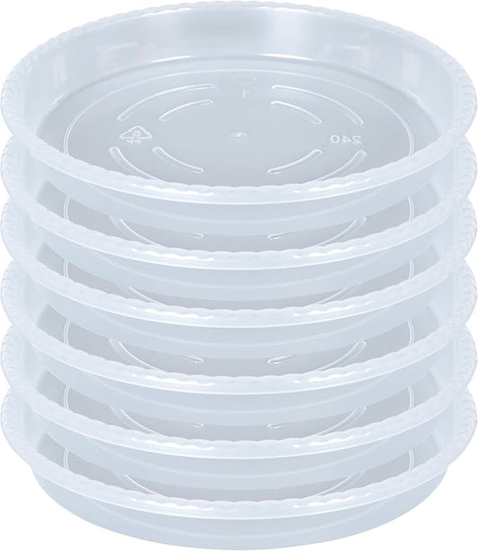 Plant Saucer 6 Pack of 10 inch, Clear Plastic Flower Plant Pot Saucer, Heavy Duty Plant Drip Trays Saucers for Indoor, Plant Water Tray for Planters