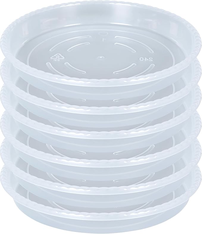 Plant Saucer 6 Pack of 4 6 8 10 12 14 16 inch, Clear Plastic Flower Plant Pot Saucer, Heavy Duty Plant Drip Trays Saucers for Indoor, Plant Water Tray for Planters (4", Clear)