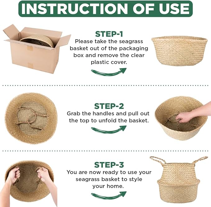 Basket Planter – Seagrass Plant Pot for Artificial Olive Tree, Decorative 6-7 Inch Indoor Wicker Pot with Handles (Original, Small)