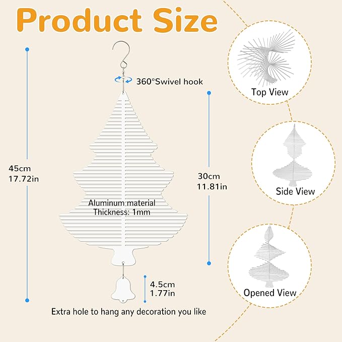 Sublimation Wind Spinner Blanks, 6 Pack 10 Inch 3D Aluminum Metal Hanging Wind Spinner Bulk for Garden Yard Outdoor, Window Porch Decoration for Heat Press Transfer DIY