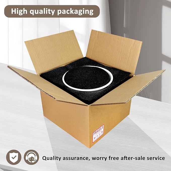 8 Inch Plant Pot, Ceramic Planter with Drainage and Saucer, Ceramic Pots for Plants, Indoor Plant pots,Ceramic Flower pots，Modern Planter(Khaki + White)