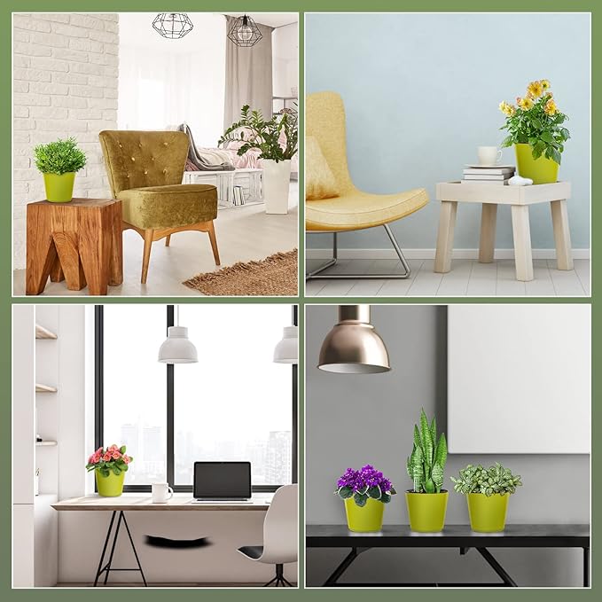 Self Watering Planters for Indoor Plants 7 inch Flower Pot with Water Level Indicator Lemon Green 3 Pack African Violet Self Watering Pots for All Orchid Agave