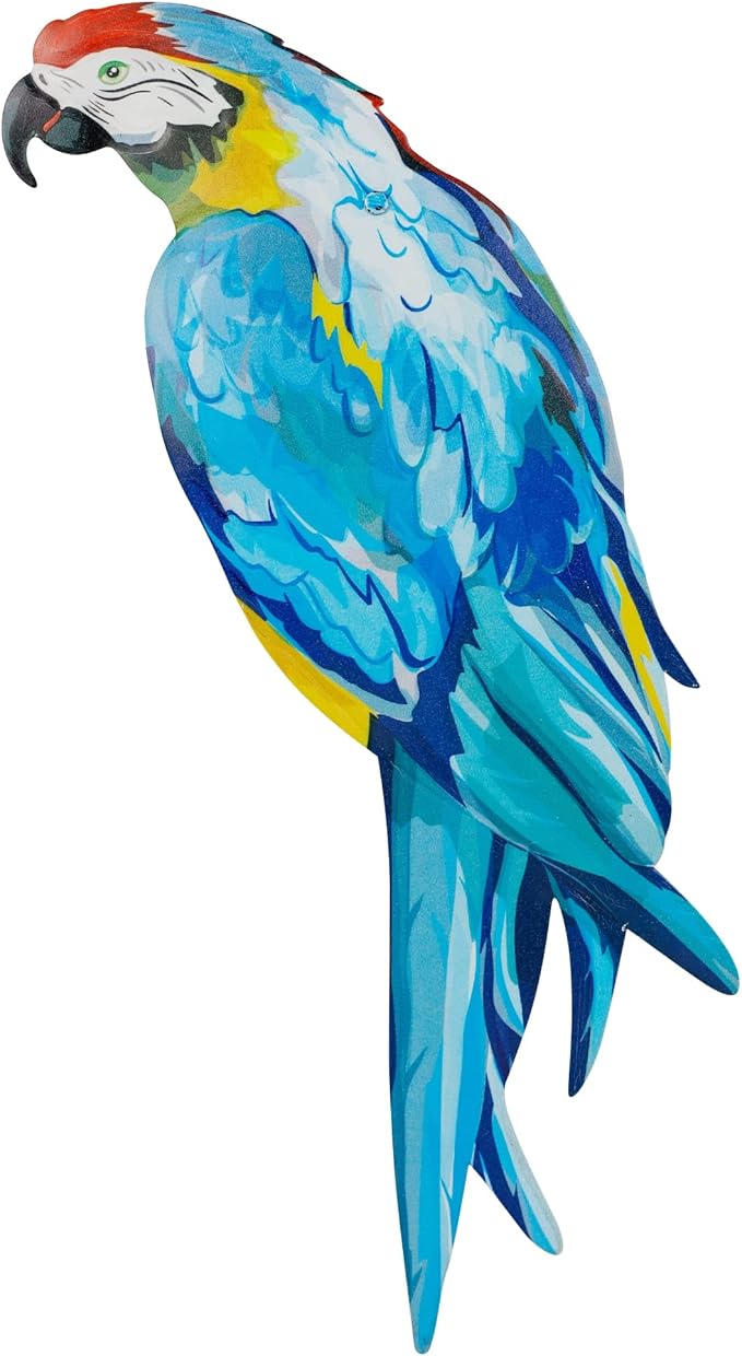 Metal Parrot Wall Decor, 14.5" Wall Art Bright Color Bird Sculpture, Hanging Bird for Indoor Outdoor Home Bedroom Living Room Garden
