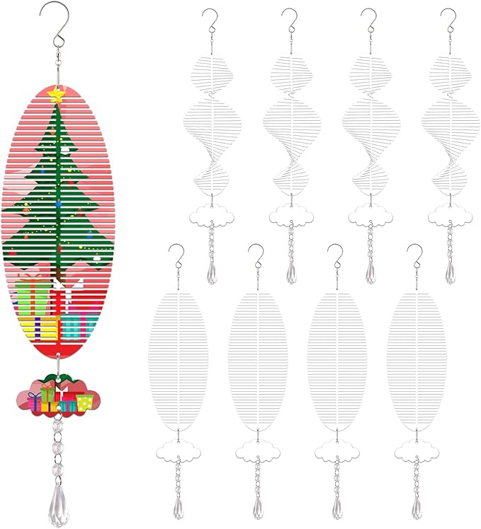 Sublimation Wind Spinner Blanks, 8 Pack 10 Inch 3D Aluminum Metal Hanging Wind Spinner Bulk for Garden Yard Outdoor, Window Porch Decoration for Heat Press Transfer DIY