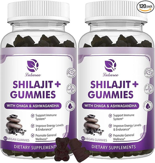 (2 Pack) Shilajit Gummies, Pure Himalayan D3 B12 B12 &