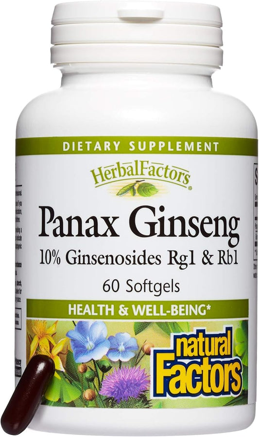 HerbalFactors by Natural Factors, Panax Ginseng, 60 softgels (60 servings)