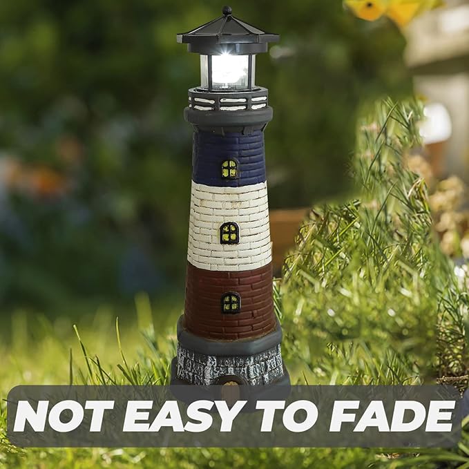 Solar Light Tower Lighthouse Night Light Solar Rotating Lighthouse Outdoor Lighthouse Ornaments Outdoor Solar Lantern Garden Decor Street Light Resin to Rotate