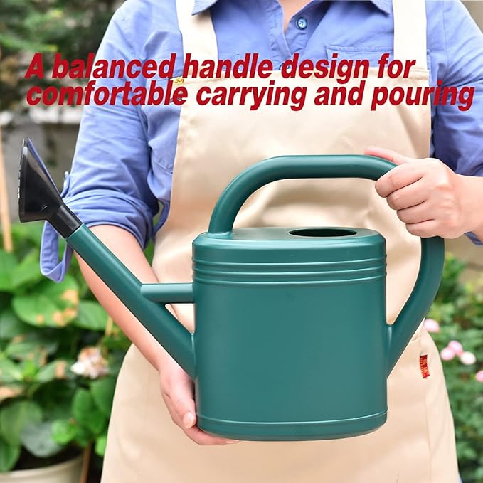 Watering Can 1 Gallon for Indoor Plants, Garden Watering Cans Outdoor Plant House Flower, Gallon Watering Can Large Long Spout with Sprinkler Head (Green)