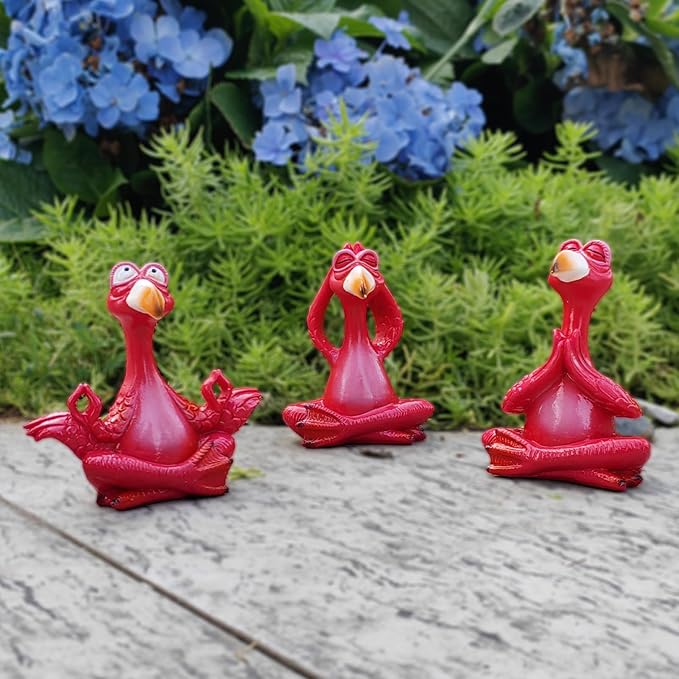 4-Inch Mini Yoga Flamingo Set – Resin Flamingo Statues for Home and Garden Decor – Fun Hawaii-Inspired Flamingo Gift for Women, Friends, and Family