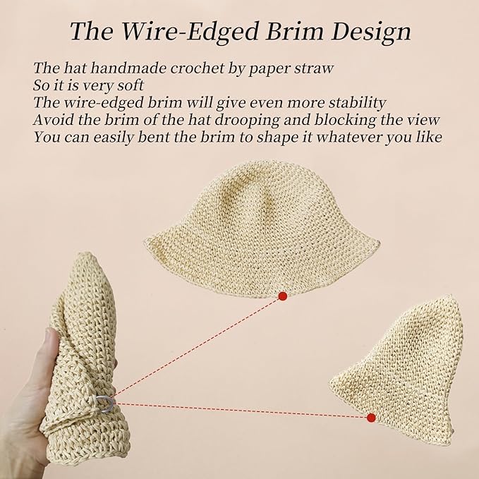 Floppy Big Beach Straw Hats for Women Foldable Summer Wide Brim Packable Sun Hat Womens Travel Straw Fedora Hat