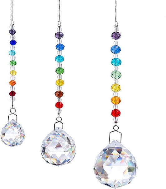 HDCRYSTALGIFTS Memorial Gift,Crystal Ball Prism Rainbow Maker Chakra Suncatcher Hanging Beads Window Sun Catcher Sympathy Gifts for Loss of Loved One,Set of 3