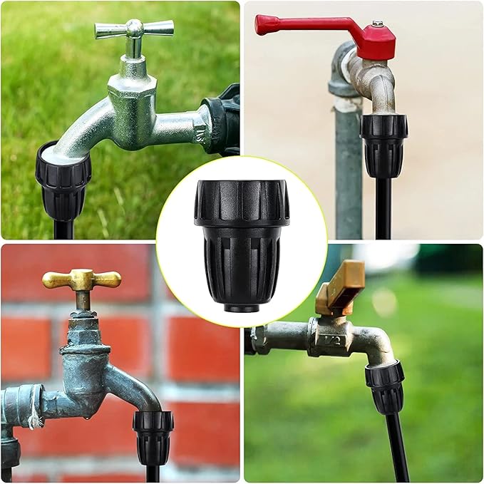 1/2 Inch Drip Irrigation Tubing Faucet Adapter 6 Pack, 3/4" to 1/2" Irrigation System Hose Adapter, 3/4 Inch Faucet Connector Garden Hose Adapter