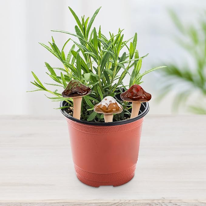 Peohud 12 Pack Ceramic Garden Mushrooms, Lawn Ornament Decor Mushrooms for Fairy Garden, Yard, Indoor, Outdoor, 4.7 Inch