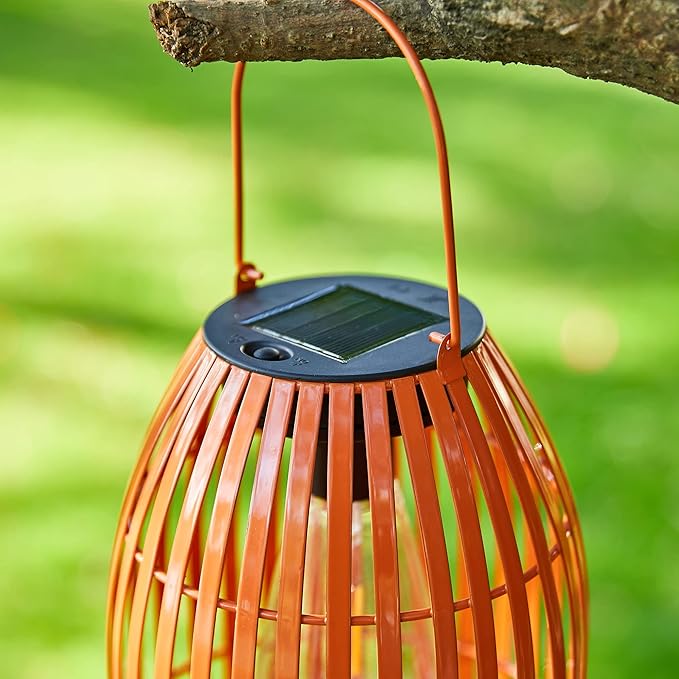 Solar Lantern Outdoor Waterproof Hanging Metal Birdcage Shaped Lantern Decorative Solar Light for Garden Yard Patio Porch