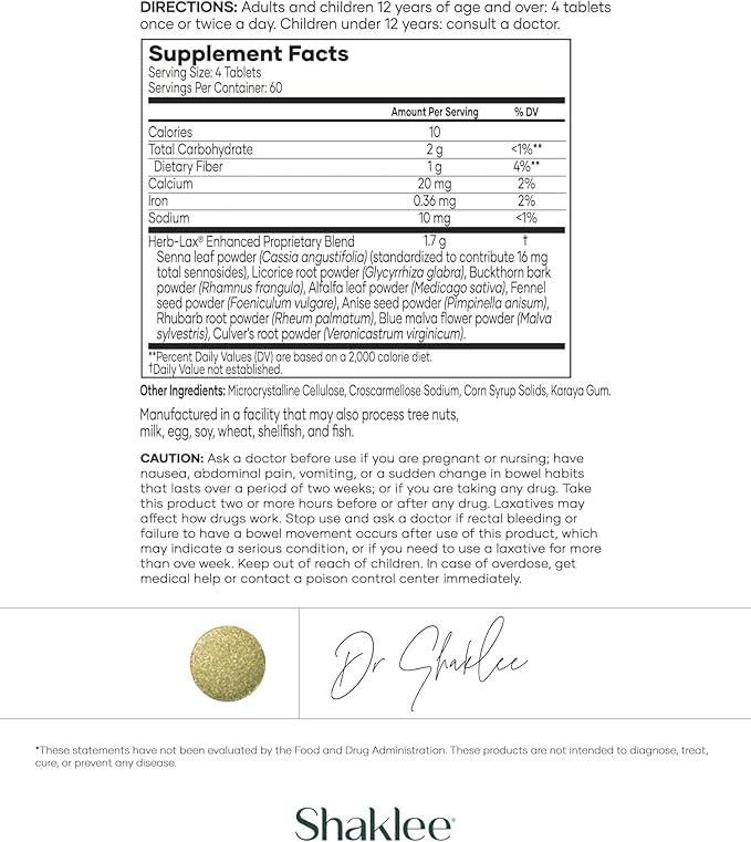 Shaklee - Herb-Lax® Gentle Laxative - 240 Tablets