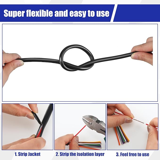 Hoolerry Solid Sprinkler System Wire 18 Gauge Irrigation Wire with UV Resistant PVC Jacket Sprinkler Cable for Underground Irrigation System Field Central Control System 30V, UL Listed (18/8, 50 Ft)