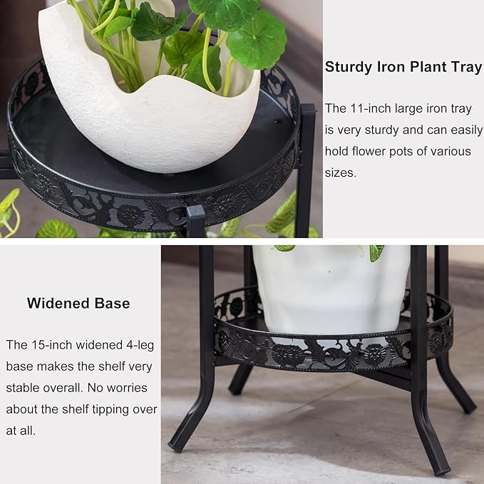 COPREE 2-tier Plant Stand, Space-Saving Iron Planter Shelves Flower Pot Organizer Rack Multiple Flower Pot Display Holder Shelf Indoor Outdoor Heavy Duty Planter Shelving Unit