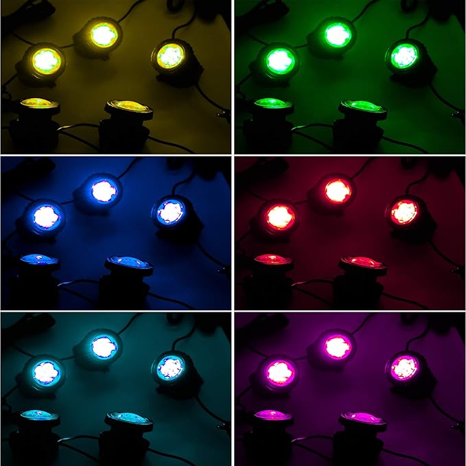 T-SUN Solar Pond Lights, 5 Headlamp RGB LED Spotlights Color Changing Submersible Fountain Lights, Underwater Solar Fish Tank Light Adjustable Lighting Angle for Garden Fountain, Pond, Pool Decoration