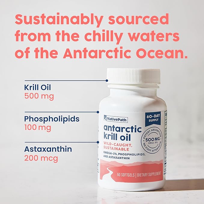 NativePath Antarctic Krill Oil 3 Krill 500mg Softgels 3 Supplement 60 ct