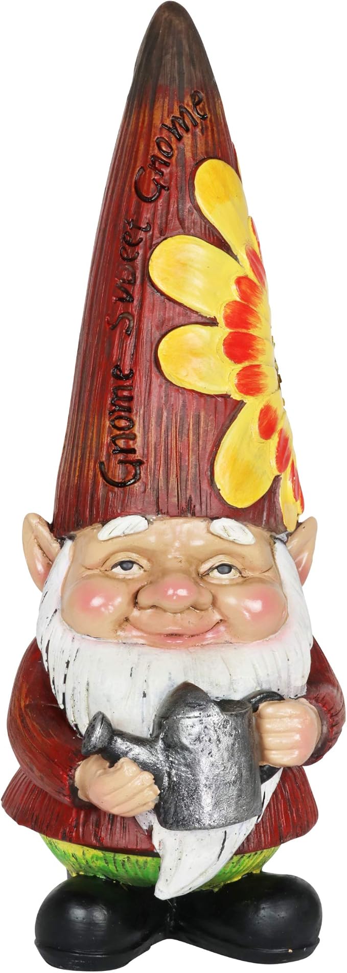 Exhart Garden Gnome, Red Hat Garden Statue Sculpture with Watering Can, Outdoor Lawn and Yard Decoration, 5 x 5 x 12.5 Inch