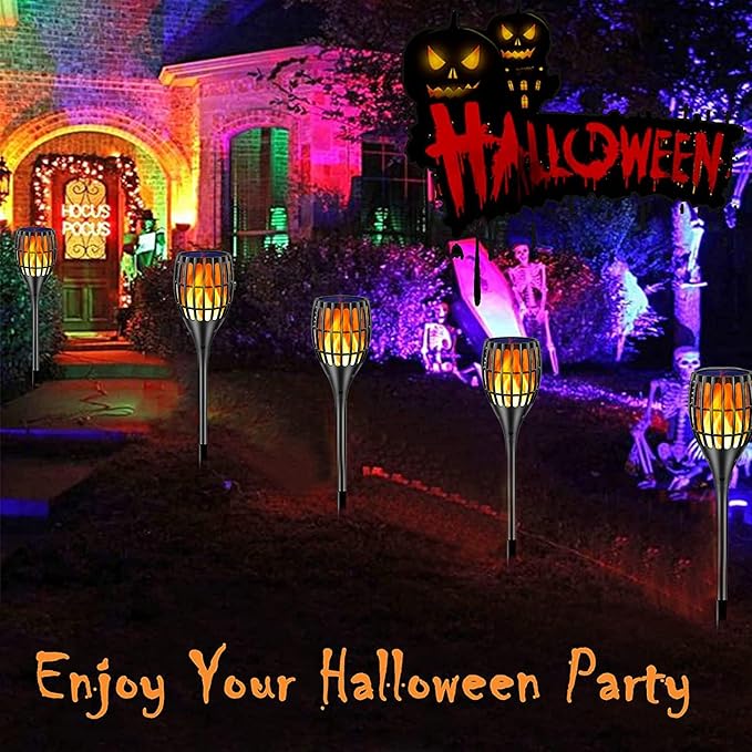 Solar Torch Flame Lights Waterproof Flickering Flames Solar Lights 43" Solar Garden Lights Outdoor Landscape Decoration Lighting Dusk to Dawn Auto On/Off for Yard Garden Pathway, 2 Pack