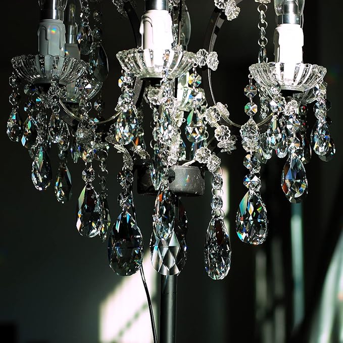 1ft 6pcs Teardrop Crystals Garland, Chandelier Hanging Crystals Beads Chain for Home Wedding Decoration Clear GOLDENHAITAI