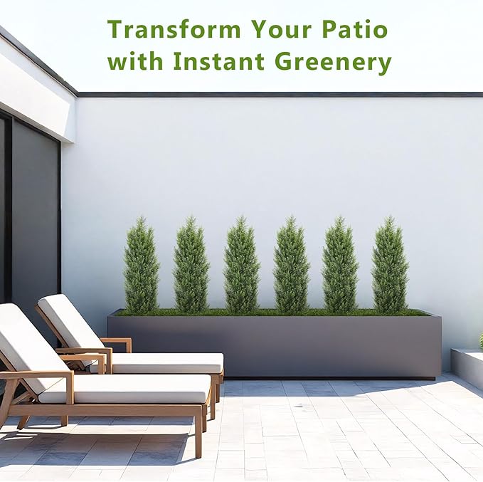 THE BLOOM TIMES 4ft Topiary Trees Artificial Outdoor 2 Pack – UV Resistant Faux Cedar Pine Cypress Bushes and Shrubs, Fake Potted Plants for Front Porch Outside Planter Patio Decor, Set of 2 (4 Foot)