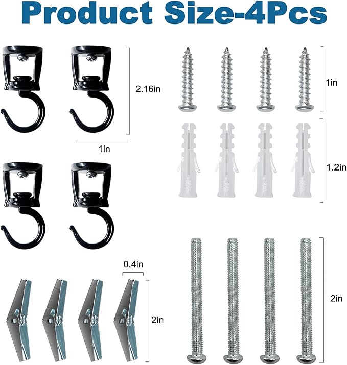 Ceiling Hooks for Hanging Plants (4 PCS Black),Heavy Duty Metal Plant Hooks, Screw in Hooks for Hanging Birdfeeders, Lamps, Planters, Outdoor Decorative Hooks up to 33 lbs