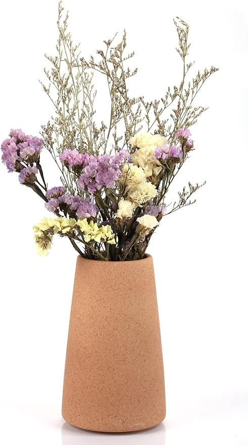 Simple Vase for Flowers Plants, Matte Vases for Modern Table Shelf Home Decor Wedding Boho Decor, 6" H Frosted Elegant Ceramic Vase for Pampas Grass Fluffy Stem Bouquet Lavender Flowers (Brown, 2)