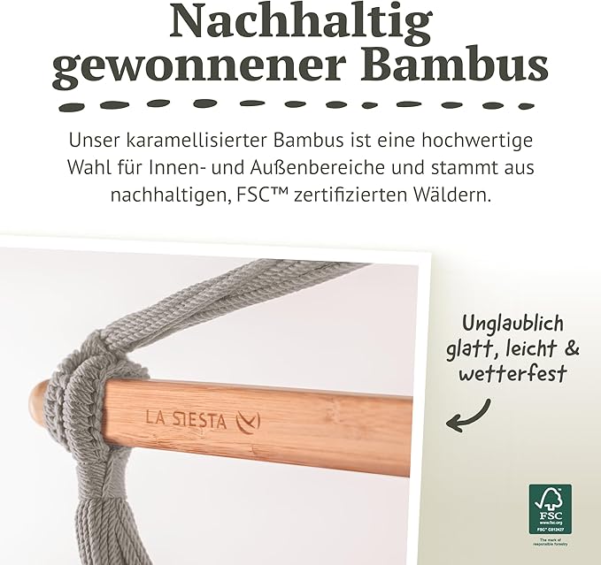 LA SIESTA® - XL King Domingo Hammock Swing Chair - Weather & Tear Resistant Hanging Hammock Chair - Indoor Outdoor Hammock Chair Swing - Hanging Chair for Patio Porch Bedroom - Max 355 Lbs, Cedar