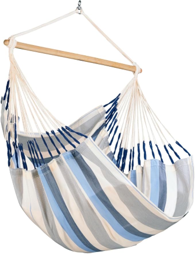 LA SIESTA® - XL King Domingo Hammock Swing Chair - Weather & Tear Resistant Hanging Hammock Chair - Indoor Outdoor Hammock Chair Swing - Hanging Chair for Patio Porch Bedroom - Max 355 Lbs, Sea Salt