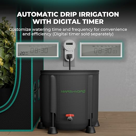 MARS HYDRO 2025 New Auto Drip Irrigation Kits with 13 Gallon Foldable Bucket, 24W Upgraded Water Pump, 8 Drip Emitters, Garden Watering System for Grow Tent Indoor, Lawn, Greenhouse, Yard