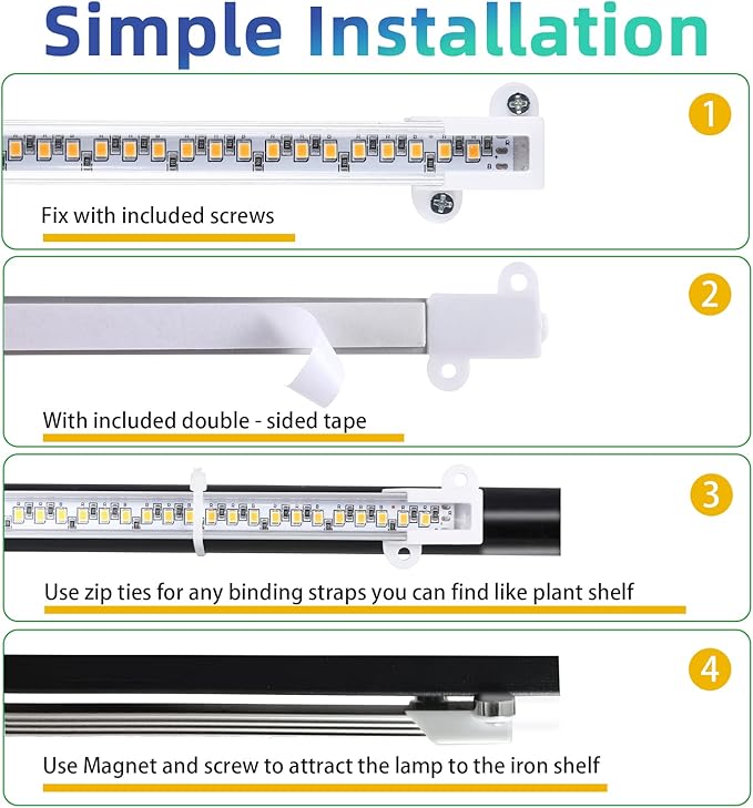 LED Plant Growing lamp, 3000K Full Spectrum Grow Light Strips for Indoor Plants with 3/9/12H Timer & 10 Dimmable Levels, Led Growth Light for Green House Hydroponics Succulent