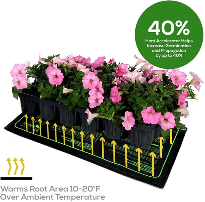 MET Certified 4 Pack Seedling Heat Mat, Seedfactor Waterproof Durable Germination Station Heat Mat, Warm Hydroponic Heating Pad for Indoor Home Gardening Seed Starter