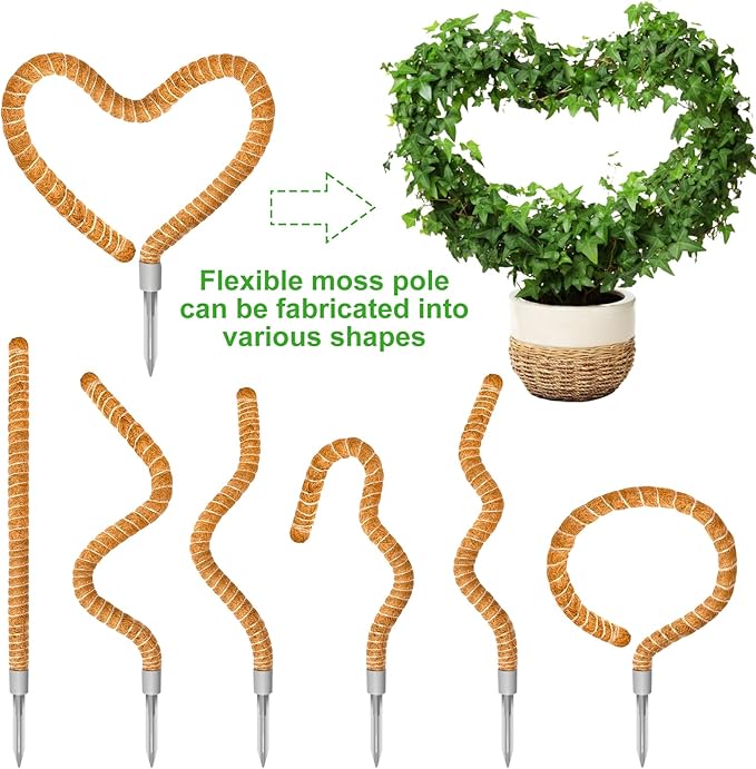 28 Inch Moss Pole, 2 Pack Bendable Moss Pole for Plants Monstera, Climbing Plants Indoor, Support Stakes, Coco Coir Poles, Trellis, Potted Plant Support