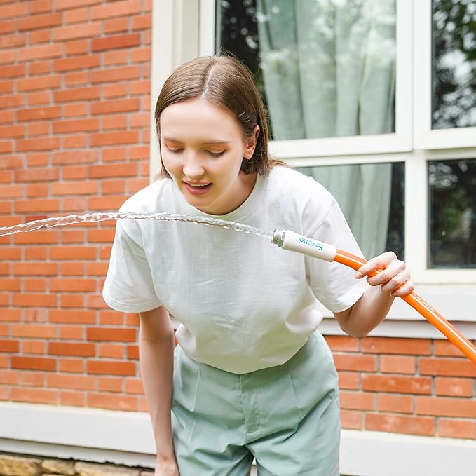 Fevone 100 ft Garden Hose, Heavy Duty Water Hose, Hybrid Polymer, Kink Resistance, Flexible, Durable, Leak Free, Aluminum Fittings, 3/4" GHT, 5/8" ID, 600 Psi, Drinking Water Safe