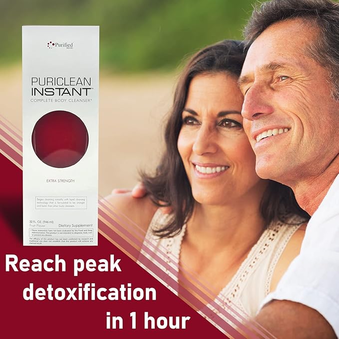 Wellgenix Puriclean Instant Complete Body Cleanser, 32 Fl Oz Fruit Punch, Premium Maximum Strength Herbal Cleanse Detox Drink, One Hour Detox Support Supplement
