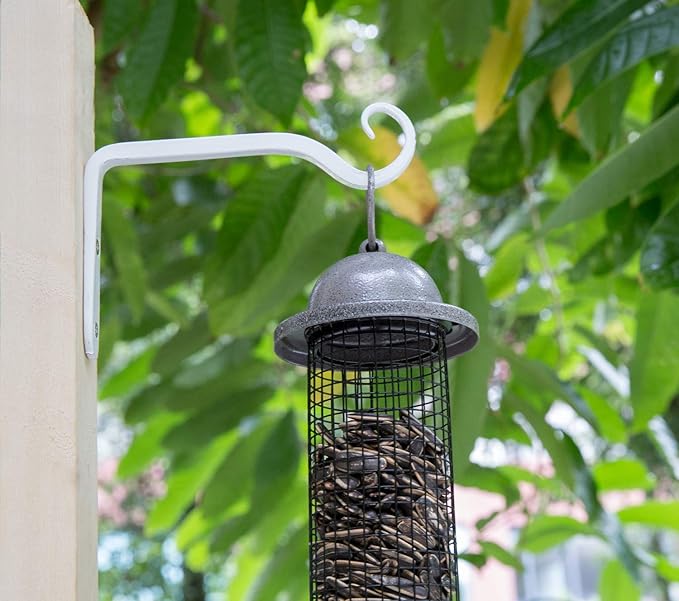 Mkono Hanging Plant Bracket 6 inch Metal Wall Plant Hook Decorative Plant Hanger for Bird Feeders, Planters, Lanterns, Wind Chimes, Home Decor Indoor Outdoor 2 Pack, White