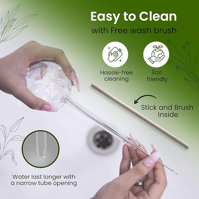 2 Pcs Iridescent Self Watering Globes, Glass Rainbow Plant Watering Globes, Self Watering Planter Insert, Automatic Plant Waterer Indoor, Plant Watering Devices, Plant Water Globes, Watering Bulb