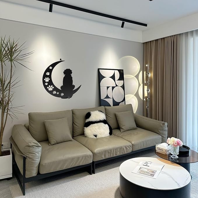 Dog Metal Wall Art Outdoor Decor- 12" Black Dog Metal Wall Sculpture Statues Wall Art Hanging Decoration,Dog Lover Gift,Dog Decor Gift for Indoor Outdoor,Garden,Farmhouse,Balcony Patio and Bedroom