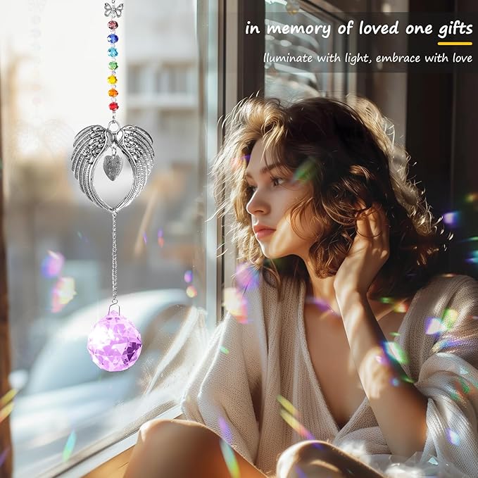 Memorial Gifts for Loss of Loved One Unique Sympathy Gifts Rainbow Sun Catcher Indoor Window Hanging Crystal Prism Grief Bereavement Gifts Ideas for Who Loss of Mom Dad (Violet)