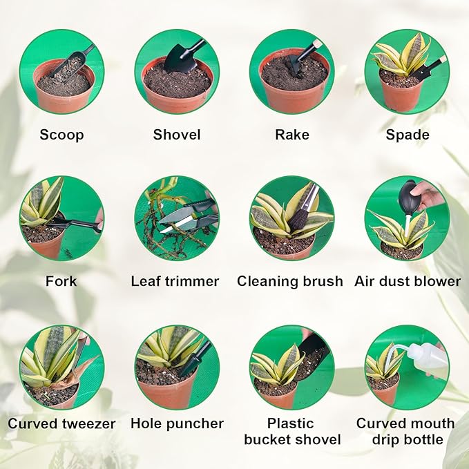 26PCS Succulent Tools Set, Indoor Gardening Tools Kit Includes 39" Plant Repotting Mat & 19 Pcs Mini Succulent Hand Tools & 96 Cells Seed Starter Trays for Indoor Plant Care Gifts