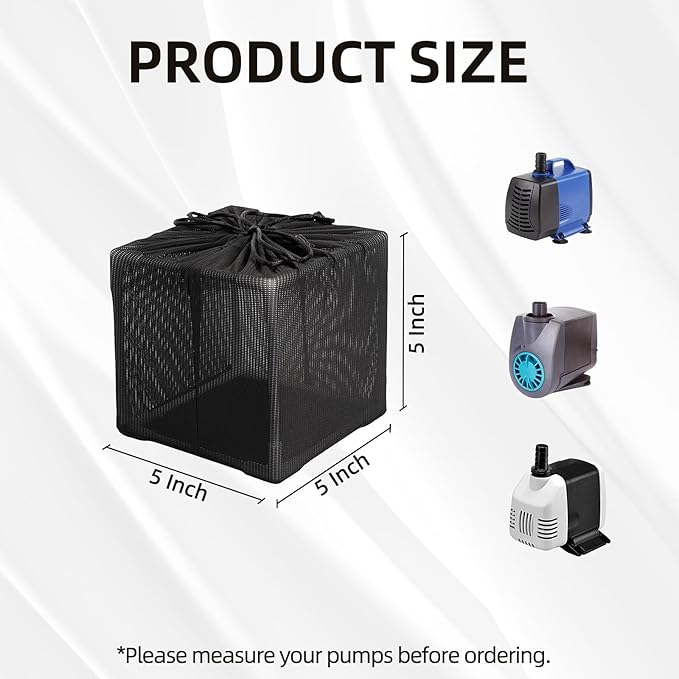 Fineday Pond Filter, Anti-Clogging Cube Outdoor Mesh Water Pump Barrier Bag Box Basket (5 inch)