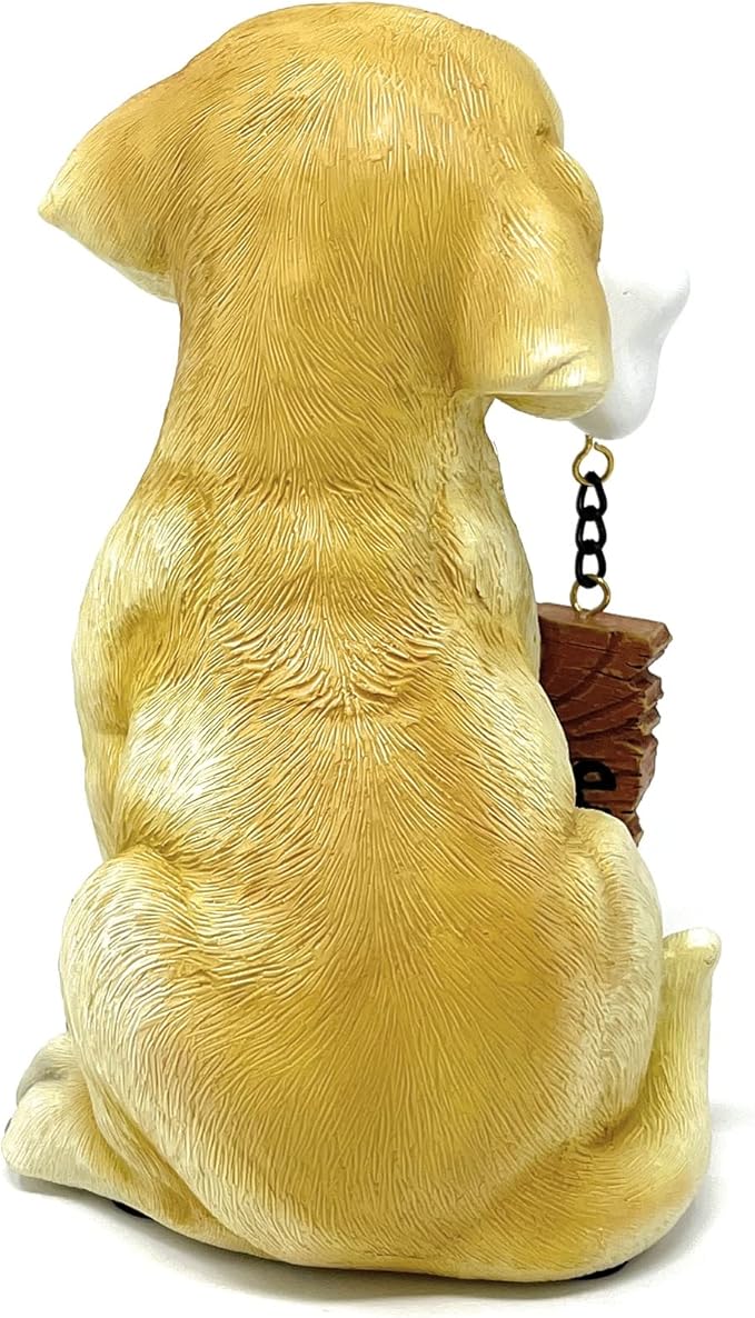 Nature's Mark Labrador Retriever Dog Puppy Statue with Welcome Sign Resin Garden Statue Decor 6.7" H