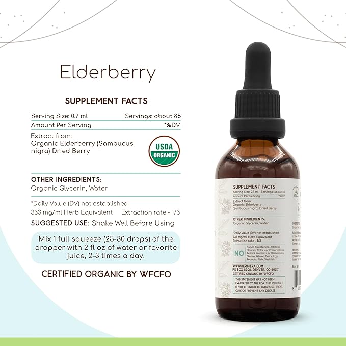Elderberry B60 USDA Organic Alcohol-Free Herbal (2 fl